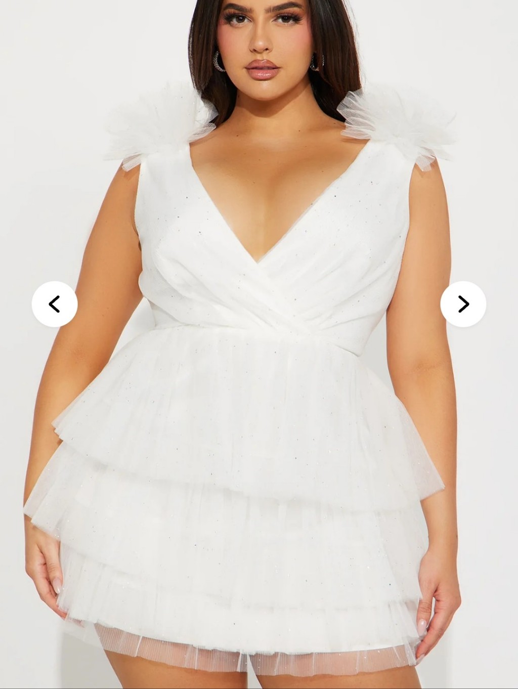 Fashion Nova Celine Tulle Mini Dress Size 2x White Silver Sparkle Tiered New